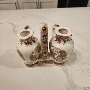 Nasco Mountain Woodlands Japan Cruet Oil Vingear Missing Lids